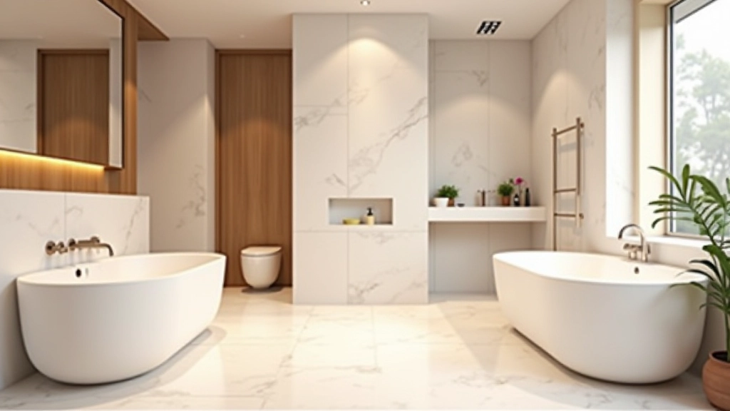 Modern banyo tasarımı, geniş aydınlık alan, şık fayanslar, hamam tarzı dekorasyon, lüks iç tasarım